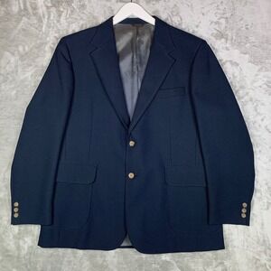 VTG Levi's Panatela Blazer Sport Coat Men 44R Navy Blue Two Button Patch Pockets